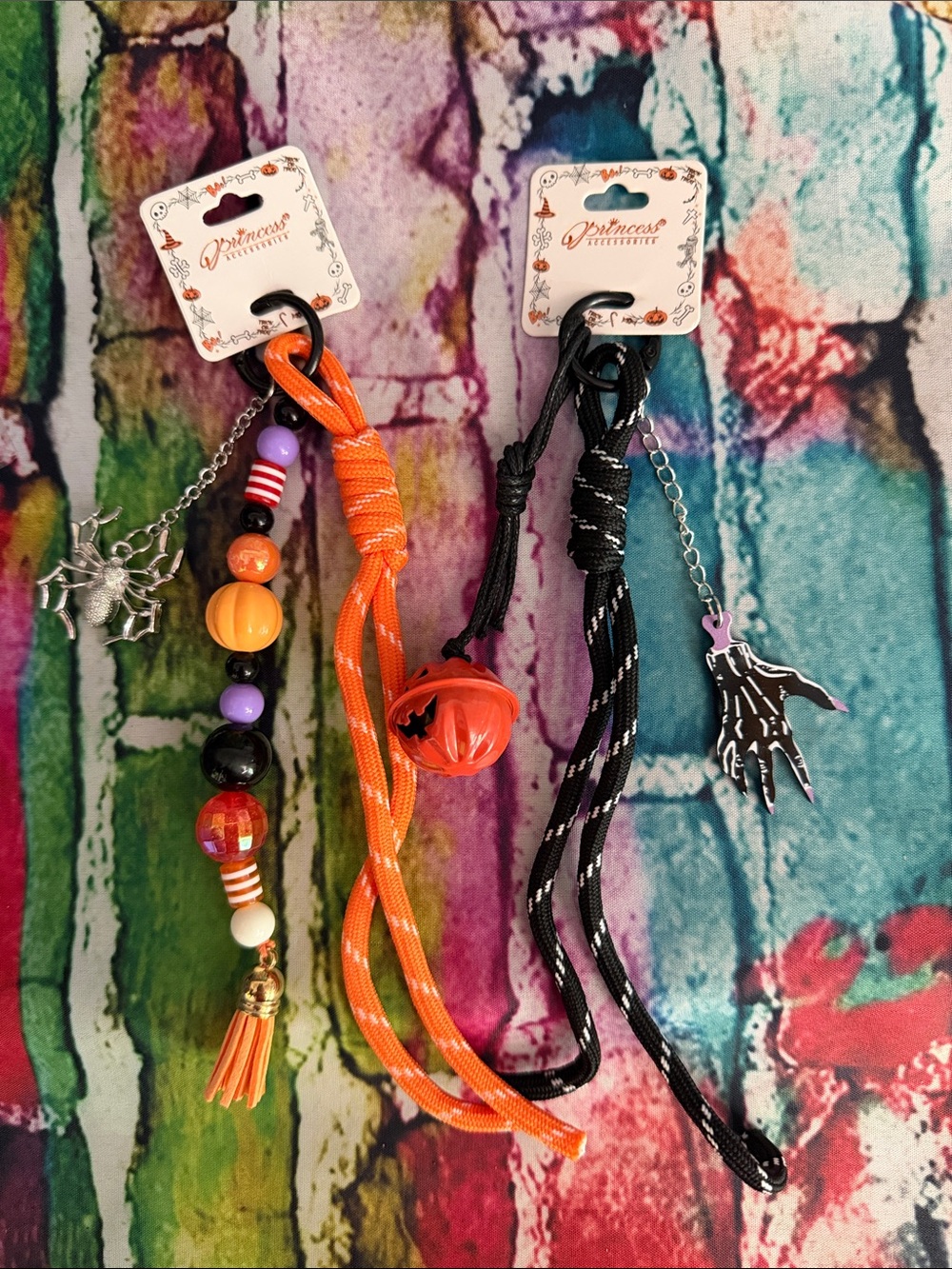 Halloween Key & Card Holder Set — Orange and Black/ purse/ bag charms